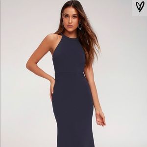 Lulus navy blur dress , open back